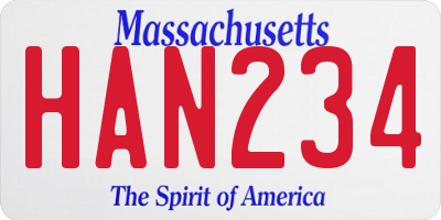 MA license plate HAN234