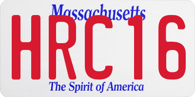 MA license plate HRC16