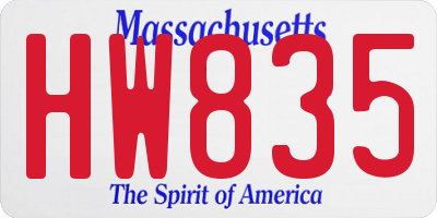 MA license plate HW835