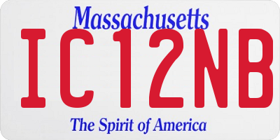 MA license plate IC12NB