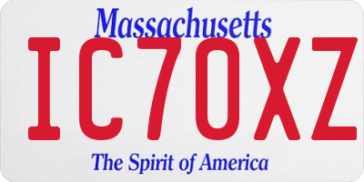 MA license plate IC70XZ