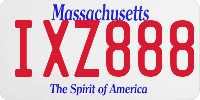 MA license plate IXZ888