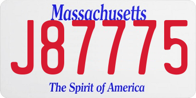 MA license plate J87775