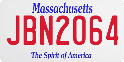 MA license plate JBN2064