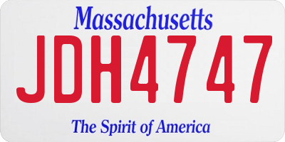 MA license plate JDH4747