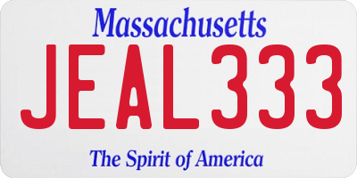 MA license plate JEAL333