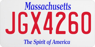 MA license plate JGX4260