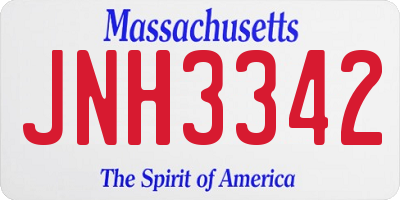 MA license plate JNH3342