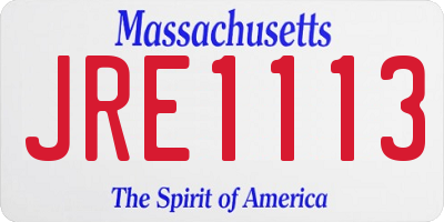 MA license plate JRE1113