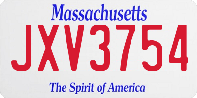 MA license plate JXV3754