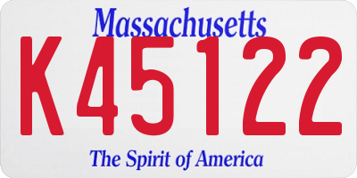 MA license plate K45122