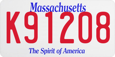 MA license plate K91208