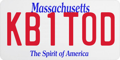 MA license plate KB1TOD