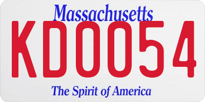 MA license plate KD0054