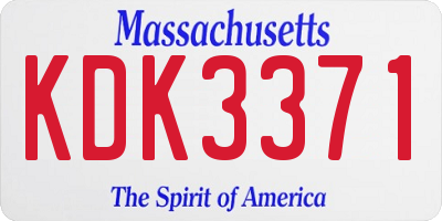 MA license plate KDK3371