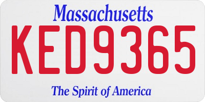 MA license plate KED9365