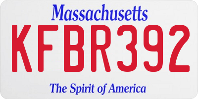 MA license plate KFBR392