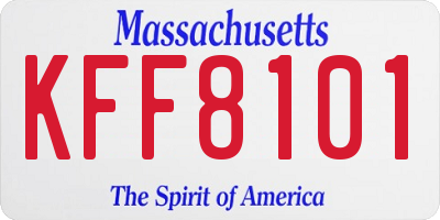 MA license plate KFF8101