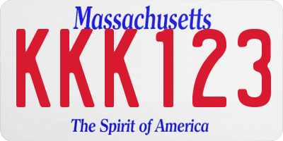 MA license plate KKK123