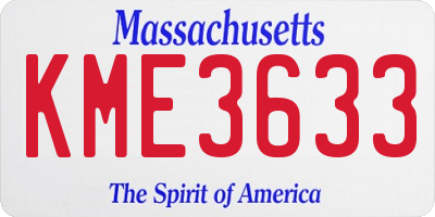 MA license plate KME3633