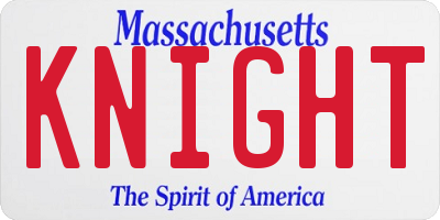 MA license plate KNIGHT