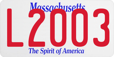 MA license plate L2003