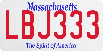 MA license plate LBJ333