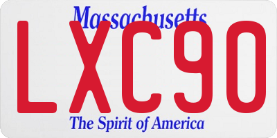 MA license plate LXC90