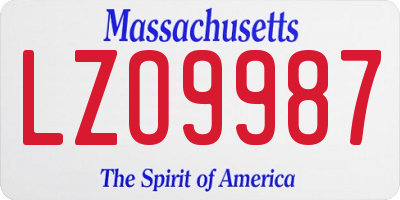 MA license plate LZO9987