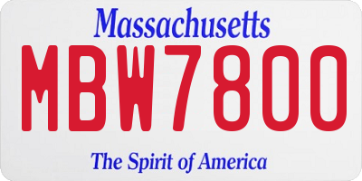 MA license plate MBW7800