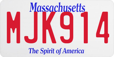 MA license plate MJK914