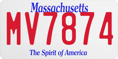 MA license plate MV7874