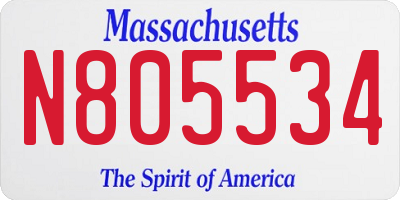 MA license plate N805534