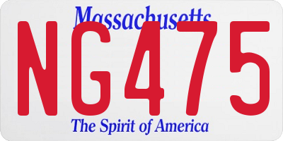 MA license plate NG475