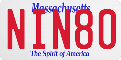 MA license plate NIN80