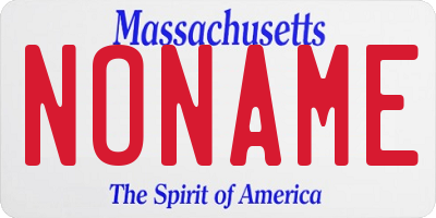 MA license plate NONAME