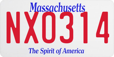 MA license plate NXO314