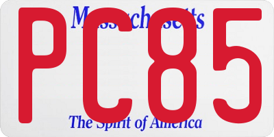 MA license plate PC85