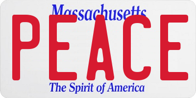 MA license plate PEACE