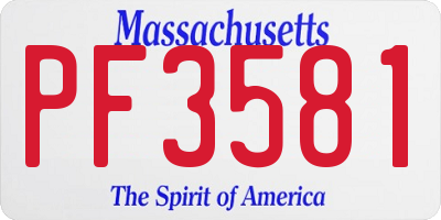 MA license plate PF3581