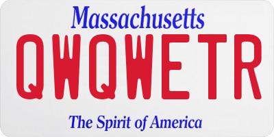 MA license plate QWQWETR