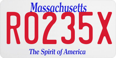MA license plate R0235X