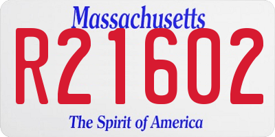 MA license plate R21602