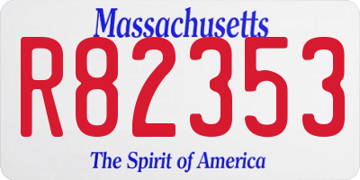 MA license plate R82353