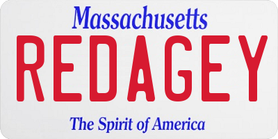 MA license plate REDAGEY