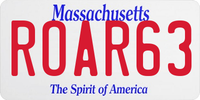 MA license plate ROAR63