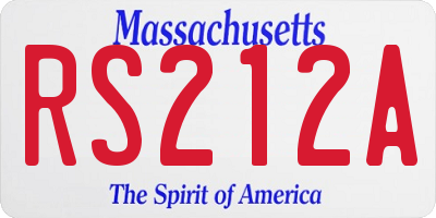 MA license plate RS212A