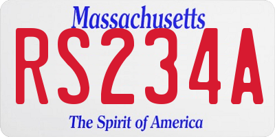 MA license plate RS234A