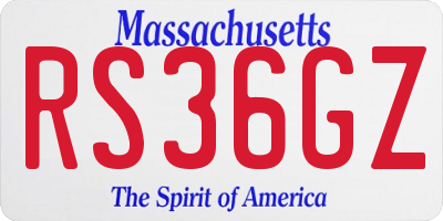 MA license plate RS36GZ