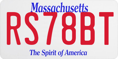 MA license plate RS78BT